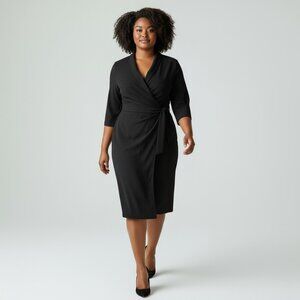 Jones New York Little Black Wrap Sheath Dress Size 14